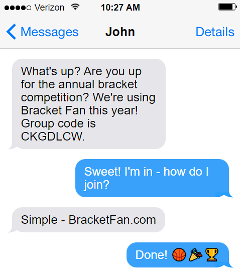 Bracket Fan Text Message